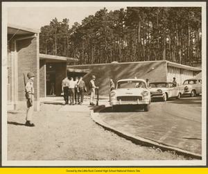 National Guard troops on guard at Hall High School