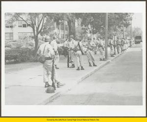 National Guard lined up in front of Central High School