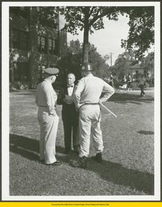 National Guardsman speaking with civilian