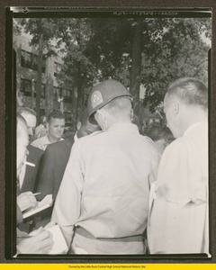 National Guard officers talking to press