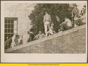 Black students escorted by 101st Airborne soldiers entering Central High School