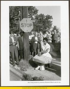 Elizabeth Eckford waits for bus