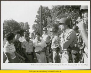 Black students denied entry to Central High School by National Guard
