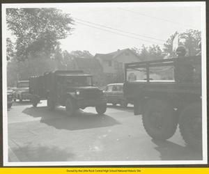 Army trucks arrive at Central High School neighborhood