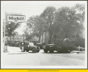 United States Army trucks barricading Park Street