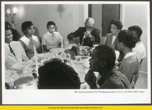 Carlotta Walls, Terrence Roberts, Melba Pattillo, Thelma Mothershed, and Jefferson Thomas have Thanksgiving with L.C. Bates and Daisy Bates
