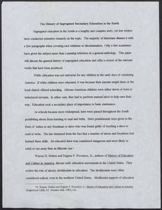 "The History of Segregated Secondary Education in the South"