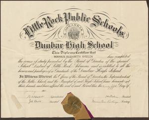 Dunbar High School diploma for Bernice Elizabeth Shields