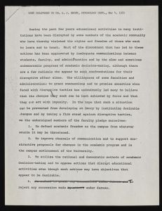 Four days in May, 1969, Materials regarding the student demonstrations at Emory between May 25th and 28th, 1969