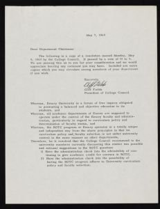 Four days in May, 1969, Materials regarding the student demonstrations at Emory between May 25th and 28th, 1969