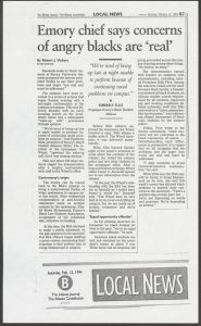 Materials relating to the invitation and later retraction of Khalid Abdul Muhammad to speak at Emory and the protests that occurred afterwards, 1994