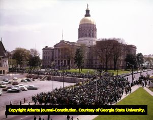 Funeral procession for Martin Luther King Jr. outside the State Capitol, 1968