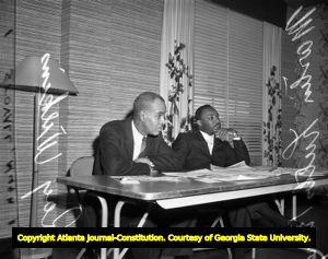 Civil rights meeting with Martin Luther King Jr. and Roy Wilkins, 1968
