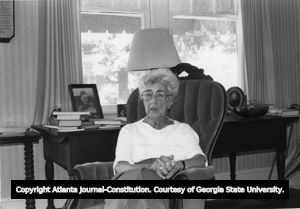 Civil Rights activist and author, Virginia Foster Durr (1903-1999), at home in Millbrook, Alabama, on the outskirts of Montgomery, ca. 1985.