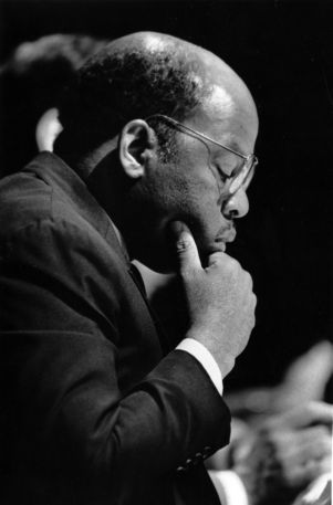 Representative John Lewis introducing a bill to fund businesses on Auburn Avenue, 1988