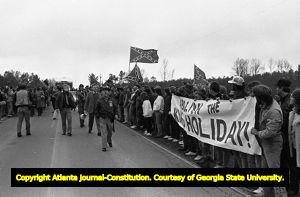 White supremacists picketing at the Forsyth County freedom march, Georgia, January 17, 1987.