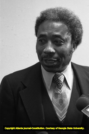Civil Rights activist Ozell Sutton at a meeting of community leaders trying to address the tensions in the African-American Community, Atlanta, Georgia, October 29, 1980