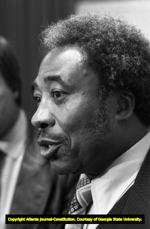 Civil Rights activist Ozell Sutton at a meeting of community leaders trying to address the tensions in the African-American Community, Atlanta, Georgia, October 29, 1980
