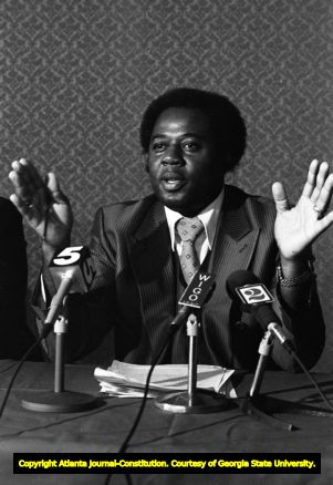 Civil rights leader at a press conference, Atlanta, Georgia, November 19, 1980.