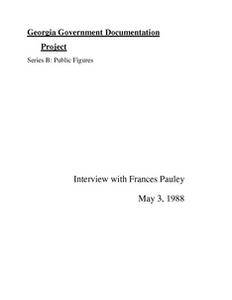 Frances Pauley oral history interview, 1988 May 3