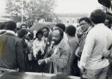 Fred Taylor speaks to a crowd