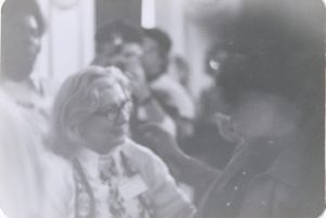 Attendees talking