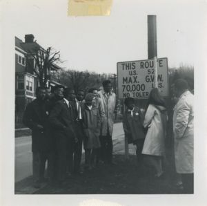 Group gathered by street