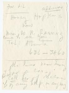 Fanning, Honey (Mrs. W. R.)