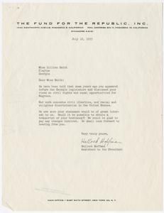 Hoffman, Hallock - Assistant to the President, The Fund for the Republic, Inc., 1955