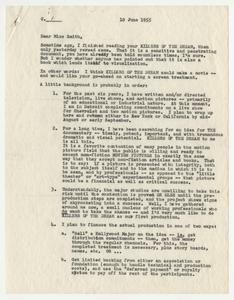 Kadison, Ellis - Writer, director, producer, regarding a movie adaptation of Killers of the Dream, 1955