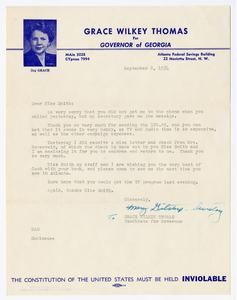 Thomas, Grace Wilkey - Grace Wilkey Thomas for Governor of Georgia, 1954