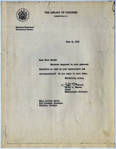 Re. Papers of Lillian Smith - Folder 1, 1953-1959