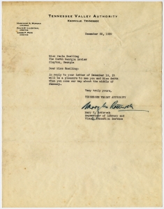 Rothrock, Mary U. - Tennessee Valley Authority, 1939