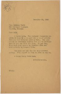 Lillian Smith letters, including information on the new edition of Killers of the Dream