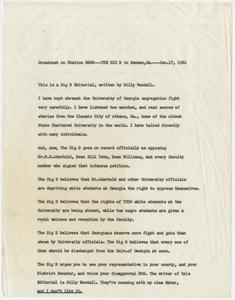 Resolutions, Editorials, Radio Info Desegregation Crisis from WDWD, WGAU, WRFC