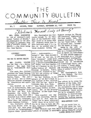 The Community Bulletin (Abilene, Texas), No. 7, Saturday, September 30, 1967