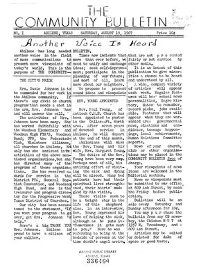 The Community Bulletin (Abilene, Texas), No. 1, Saturday, August 19, 1967