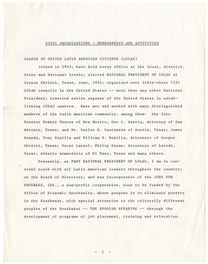 [Civic Organizations and Employment Record of John J. Herrera]
