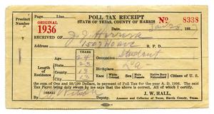 [Poll tax receipt for John J. Herrera, County of Harris - 1936]