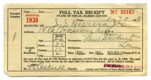[Poll tax receipt for John J. Herrera, County of Harris - 1938]