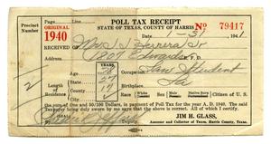 [Poll tax receipt for John J. Herrera, County of Harris - 1940]