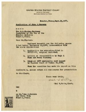 [Letter from Hal V. Watts to W. H. Blade - 1944-09-19]