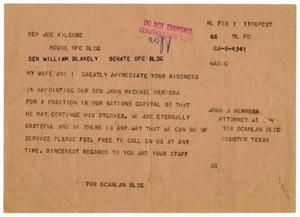 [Letter from John J. Herrera to Joe M. Kilgore and William A. Blakley]