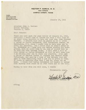 [Letter from Hector P. Garcia to John J. Herrera - 1961-01-18]