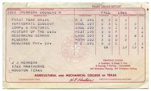 [Final Grade Report for Douglas M. Herrera, Fall 1960, Agricultural and Mechanical College of Texas]