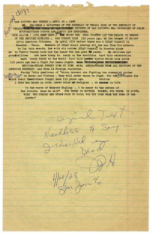 [Speech by John J. Herrera for San Jacinto Day - 1968-04-20]