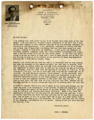 [Campaign letter from John J. Herrera]