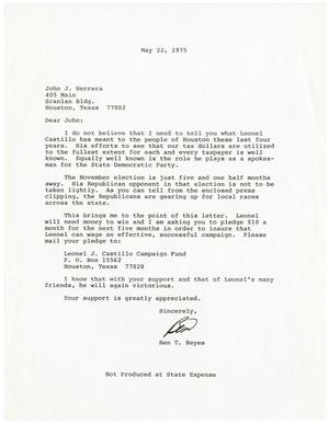 [Letter from Ben T. Reyes to John J. Herrera - 1975-05-22]