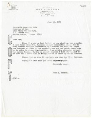 [Letter from John J. Herrera to James DeAnda - 1971-06-19]