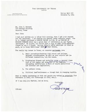 [Letter from George I. Sánchez to John J. Herrera - 1954-11-08]